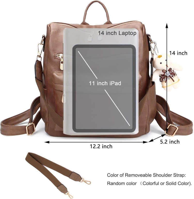 Soperwillton Women Backpack Purse Multipurpose Design Handbags Shoulder Bag PU Leather Travel bag Backpack Set 2pcs - Image 5